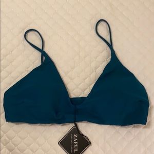 Zaful bikini top NWT size Large peacock blue IS